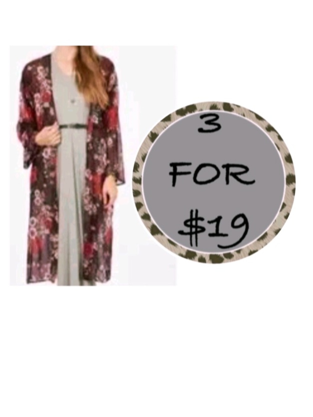 3/$19 Sew in Love floral open front lightweight cardigan